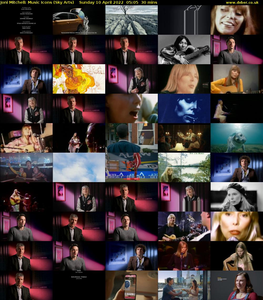 Joni Mitchell: Music Icons (Sky Arts) Sunday 10 April 2022 05:05 - 05:35