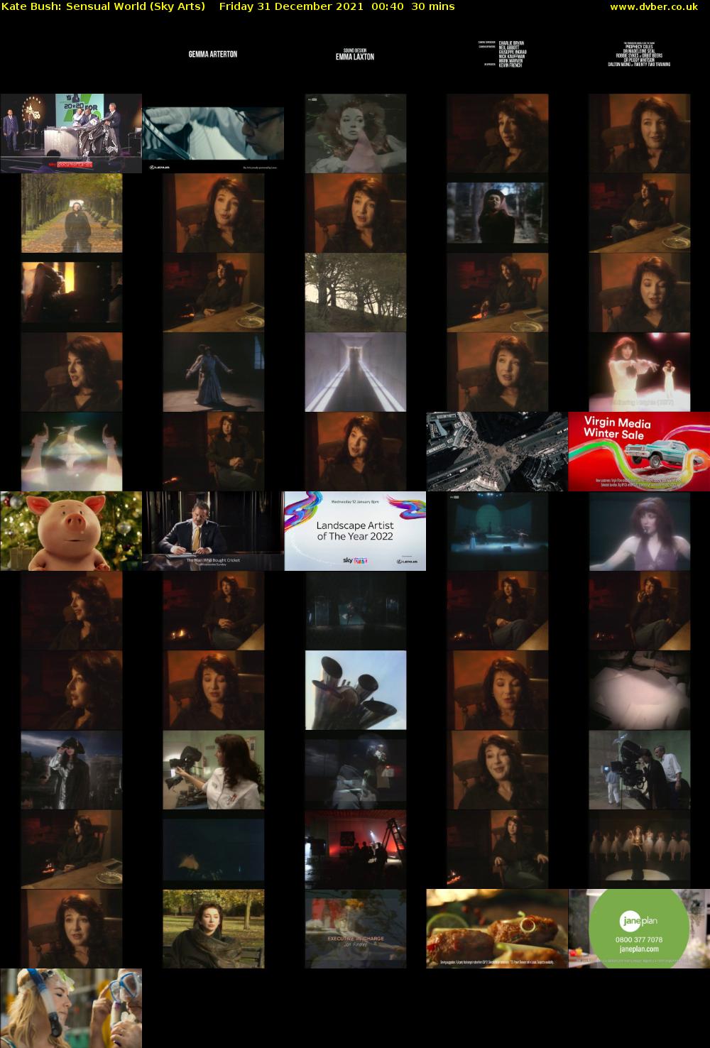 Kate Bush: Sensual World (Sky Arts) Friday 31 December 2021 00:40 - 01:10