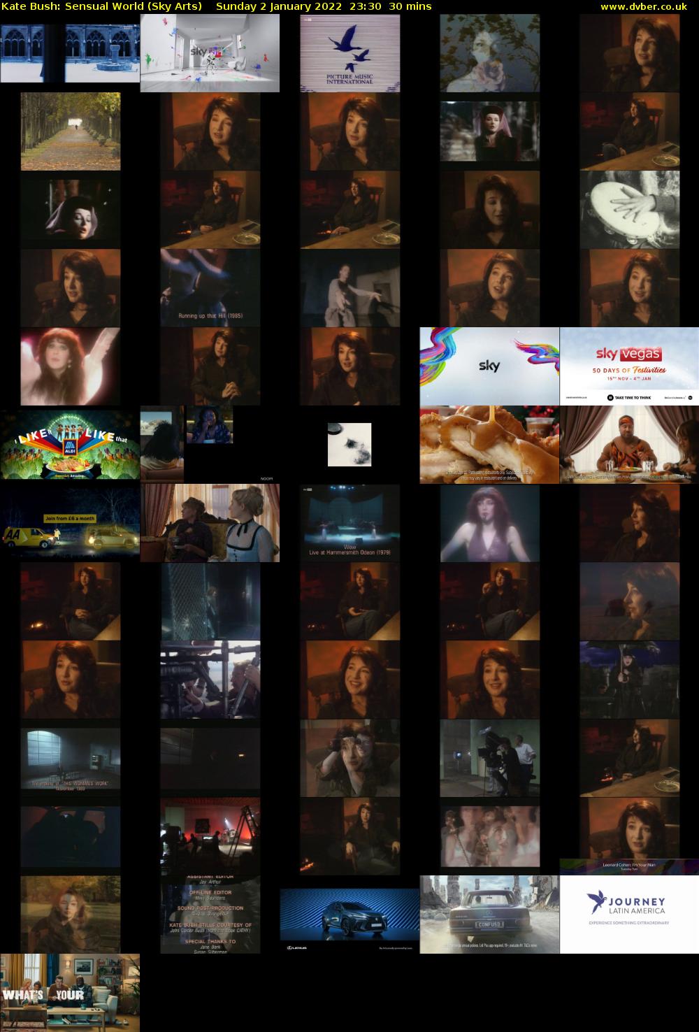 Kate Bush: Sensual World (Sky Arts) Sunday 2 January 2022 23:30 - 00:00