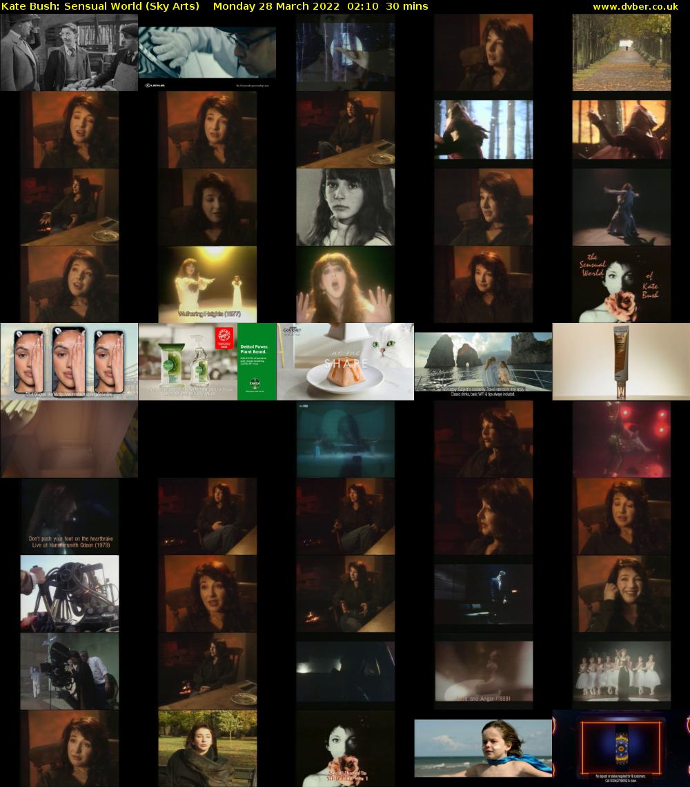 Kate Bush: Sensual World (Sky Arts) Monday 28 March 2022 02:10 - 02:40