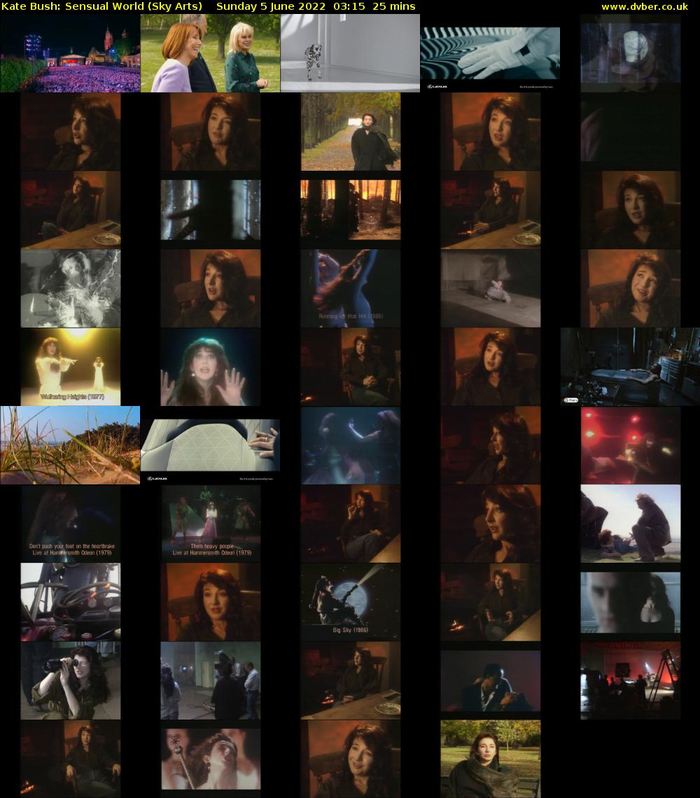Kate Bush: Sensual World (Sky Arts) Sunday 5 June 2022 03:15 - 03:40