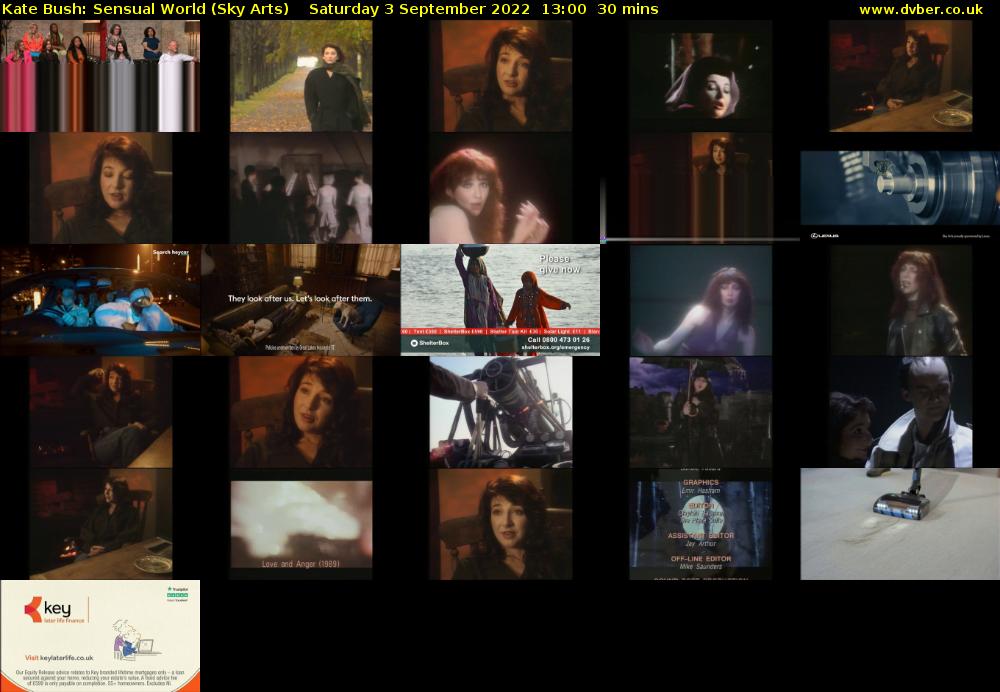 Kate Bush: Sensual World (Sky Arts) Saturday 3 September 2022 13:00 - 13:30