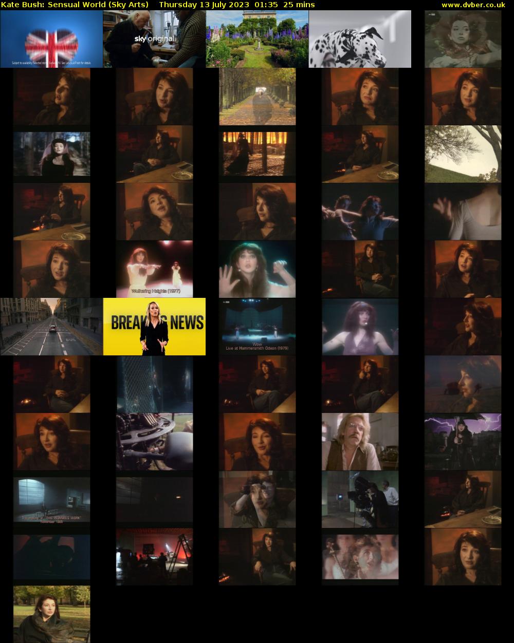 Kate Bush: Sensual World (Sky Arts) Thursday 13 July 2023 01:35 - 02:00