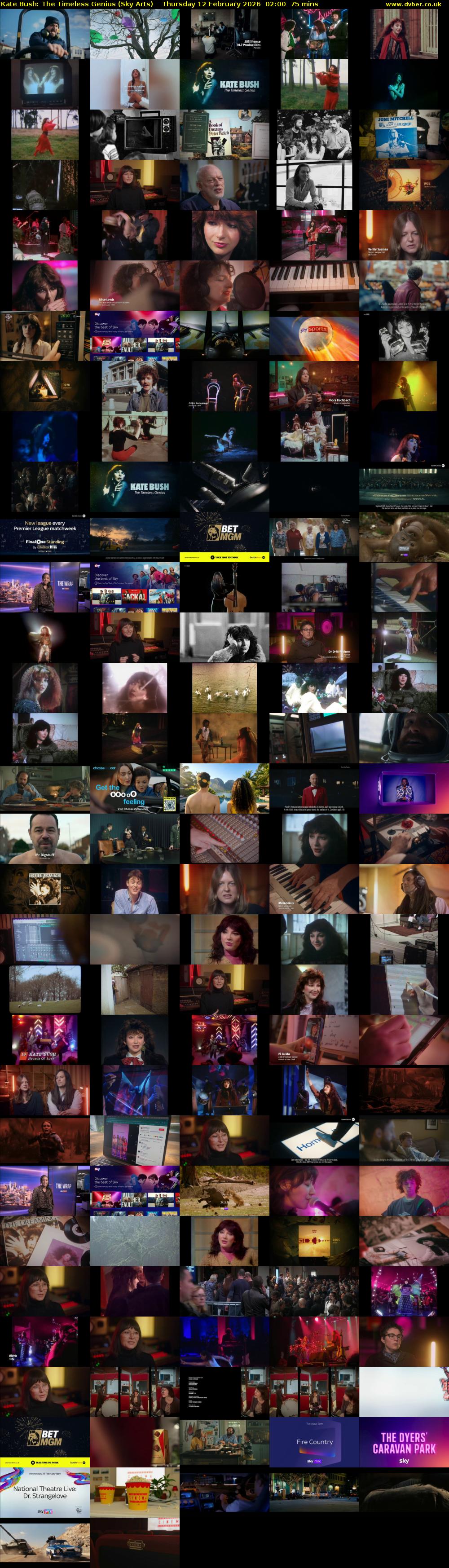 Kate Bush: The Timeless Genius (Sky Arts) Thursday 12 February 2026 02:00 - 03:15