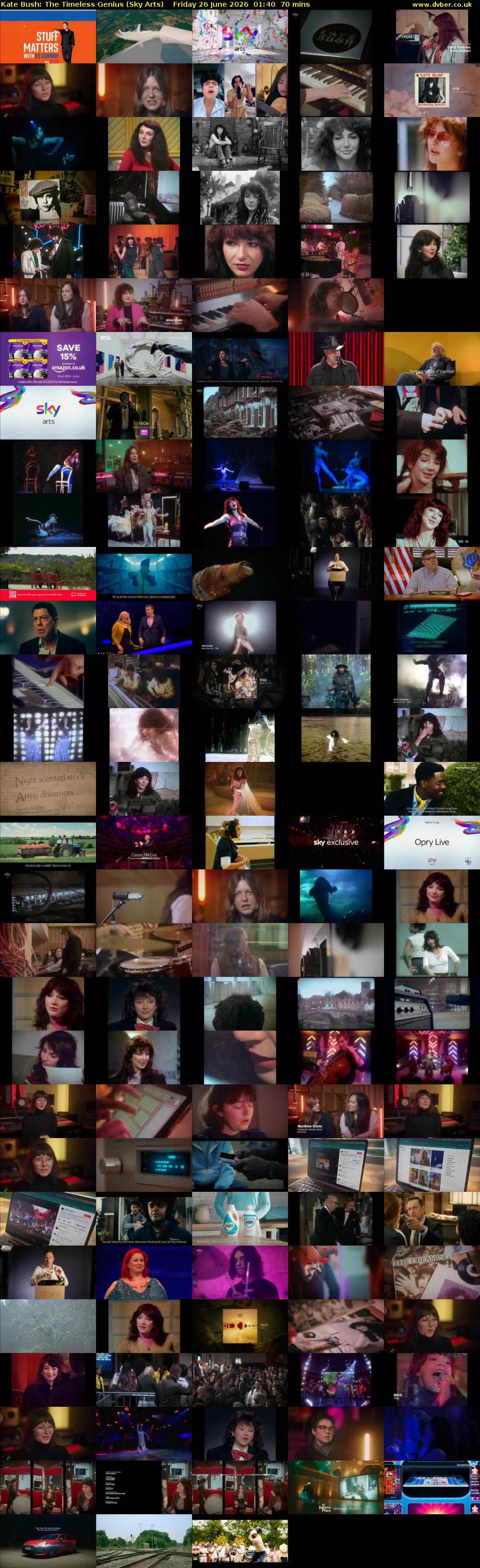 Kate Bush: The Timeless Genius (Sky Arts) Friday 26 June 2026 01:40 - 02:50