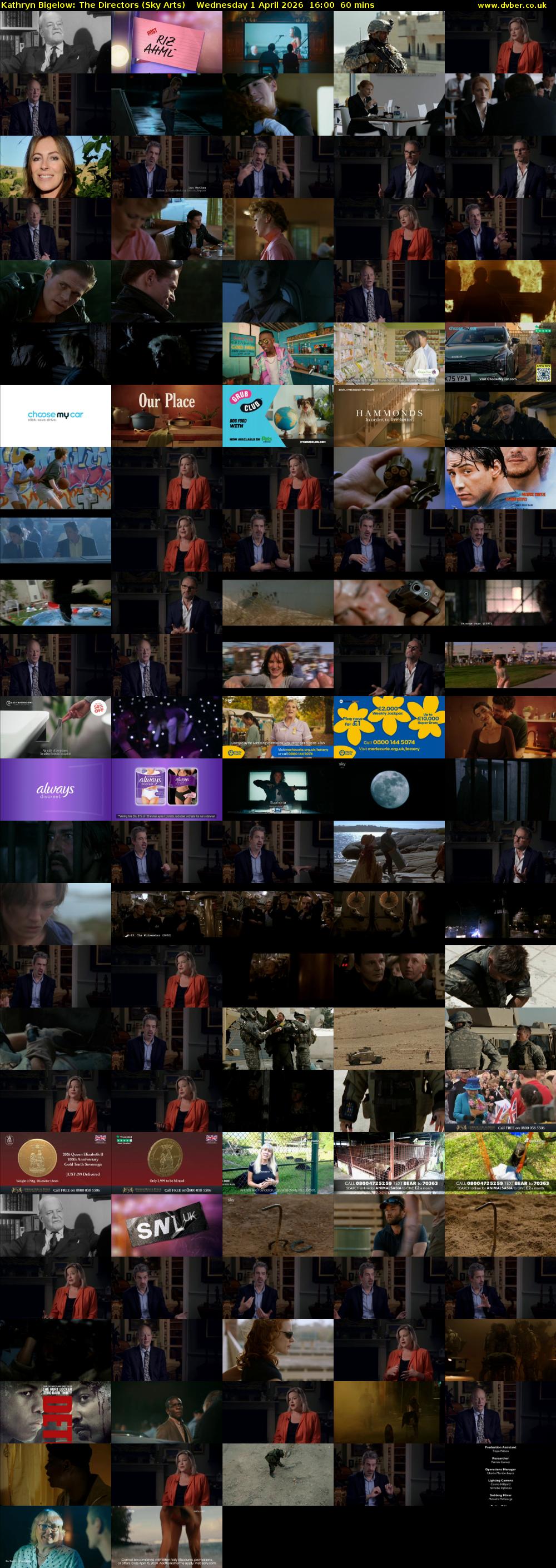 Kathryn Bigelow: The Directors (Sky Arts) Wednesday 1 April 2026 16:00 - 17:00