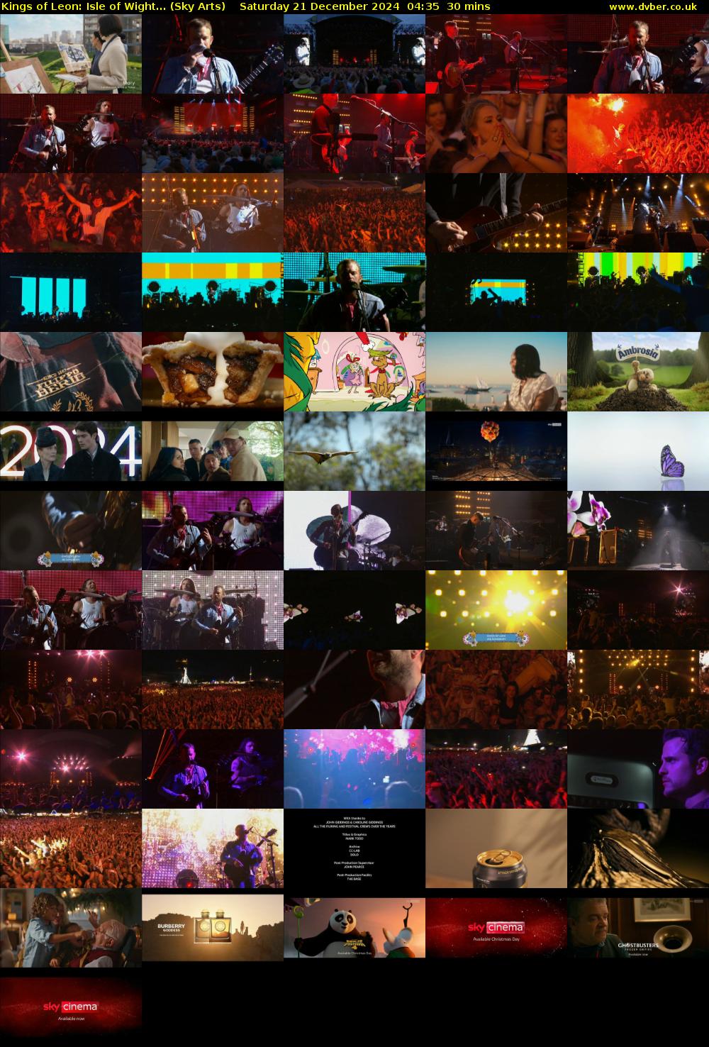 Kings of Leon: Isle of Wight... (Sky Arts) Saturday 21 December 2024 04:35 - 05:05