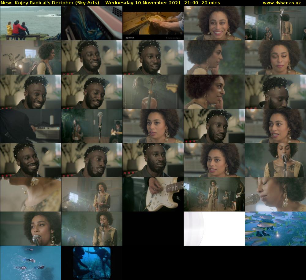 Kojey Radical's Decipher (Sky Arts) Wednesday 10 November 2021 21:40 - 22:00