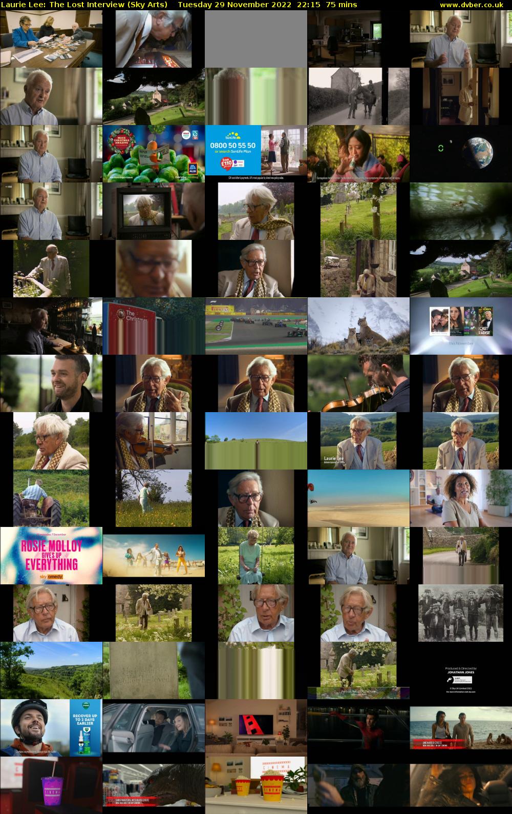 Laurie Lee: The Lost Interview (Sky Arts) Tuesday 29 November 2022 22:15 - 23:30