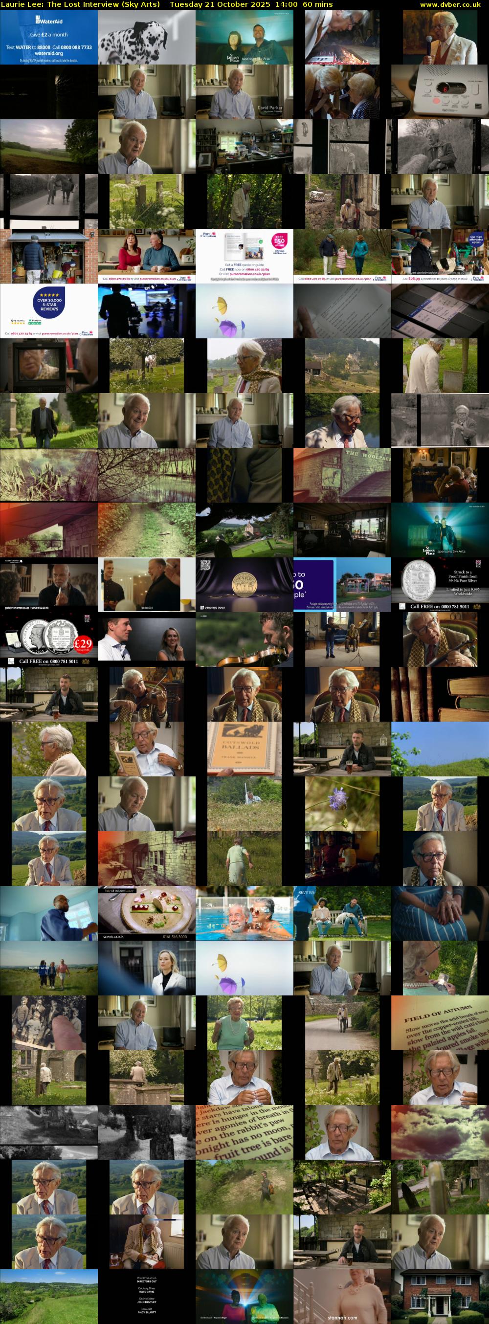 Laurie Lee: The Lost Interview (Sky Arts) Tuesday 21 October 2025 14:00 - 15:00