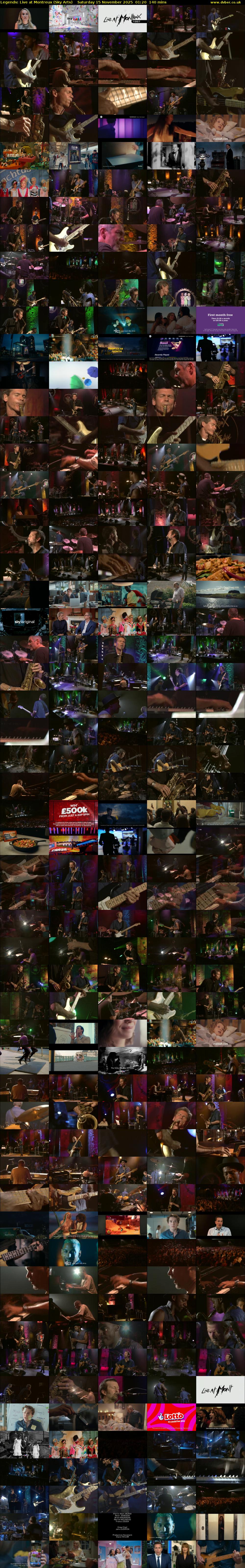 Legends: Live at Montreux (Sky Arts) Saturday 15 November 2025 01:20 - 03:40