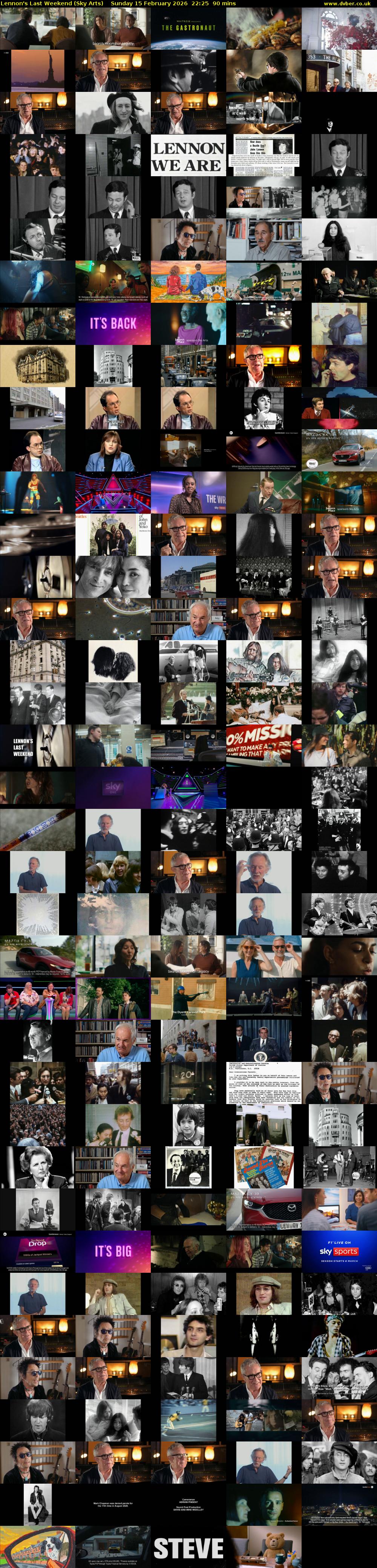 Lennon's Last Weekend (Sky Arts) Sunday 15 February 2026 22:25 - 23:55