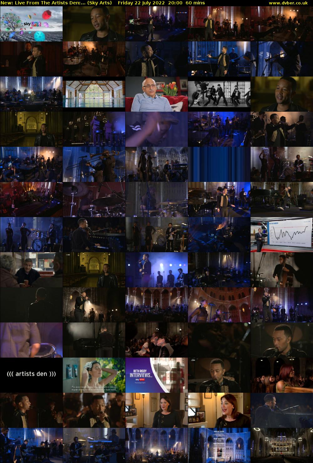 Live From The Artists Den:... (Sky Arts) Friday 22 July 2022 20:00 - 21:00