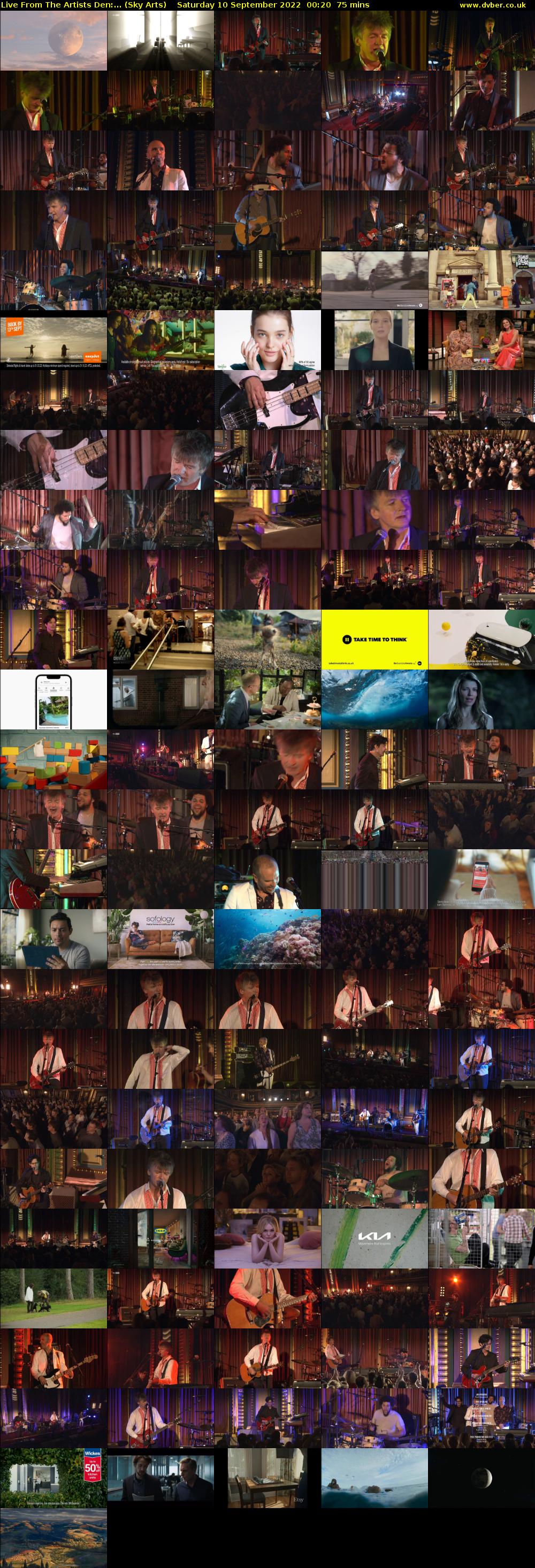 Live From The Artists Den:... (Sky Arts) Saturday 10 September 2022 00:20 - 01:35