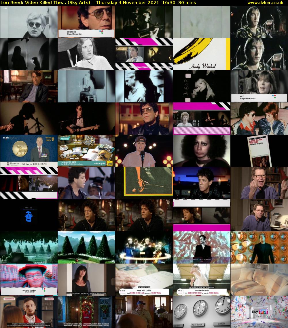 Lou Reed: Video Killed The... (Sky Arts) Thursday 4 November 2021 16:30 - 17:00