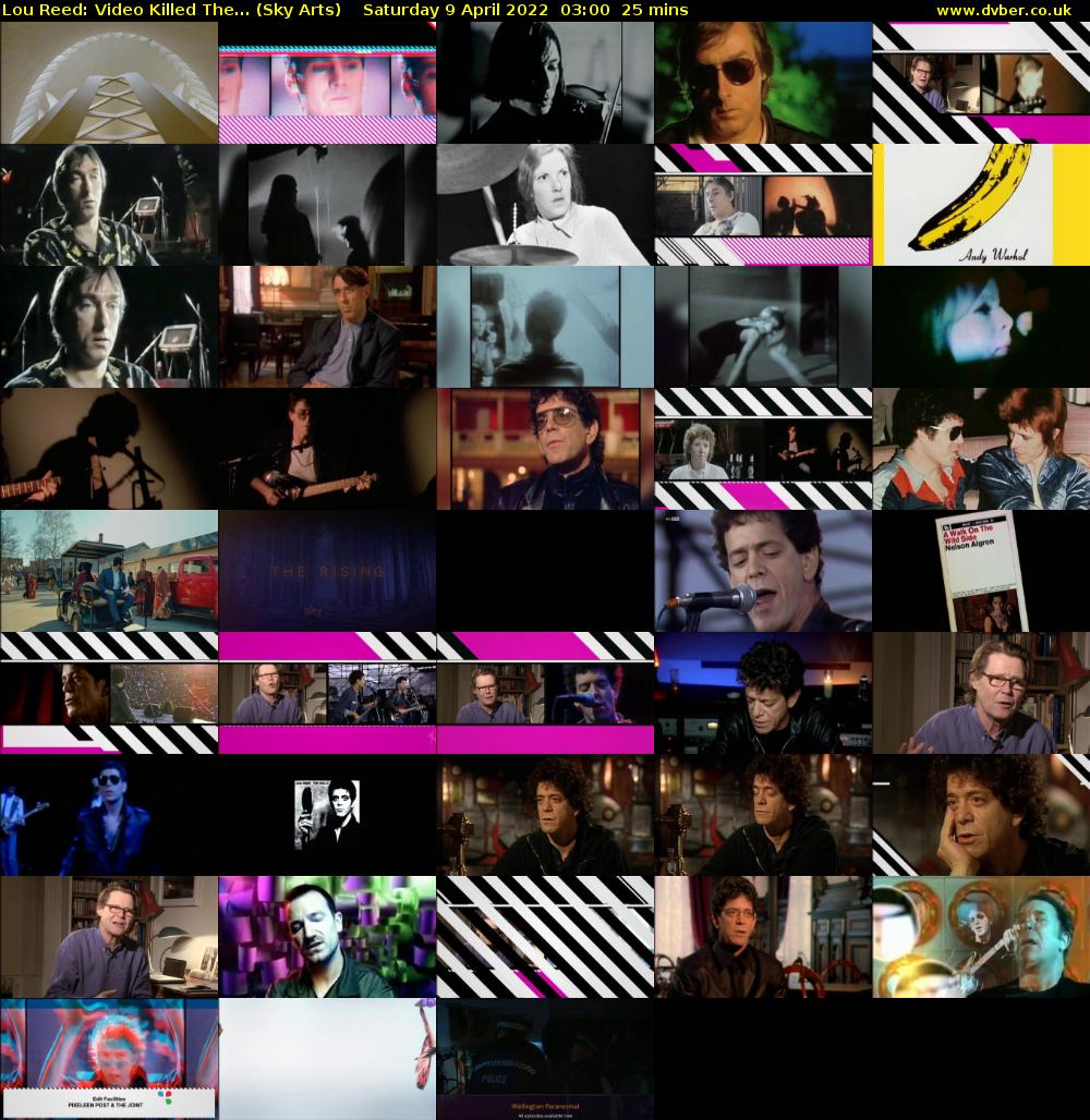 Lou Reed: Video Killed The... (Sky Arts) Saturday 9 April 2022 03:00 - 03:25