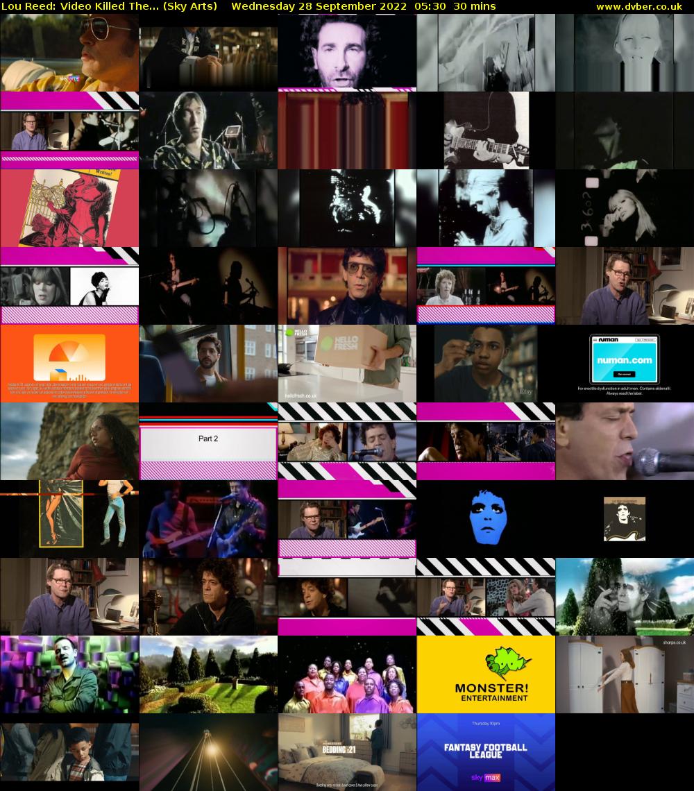 Lou Reed: Video Killed The... (Sky Arts) Wednesday 28 September 2022 05:30 - 06:00