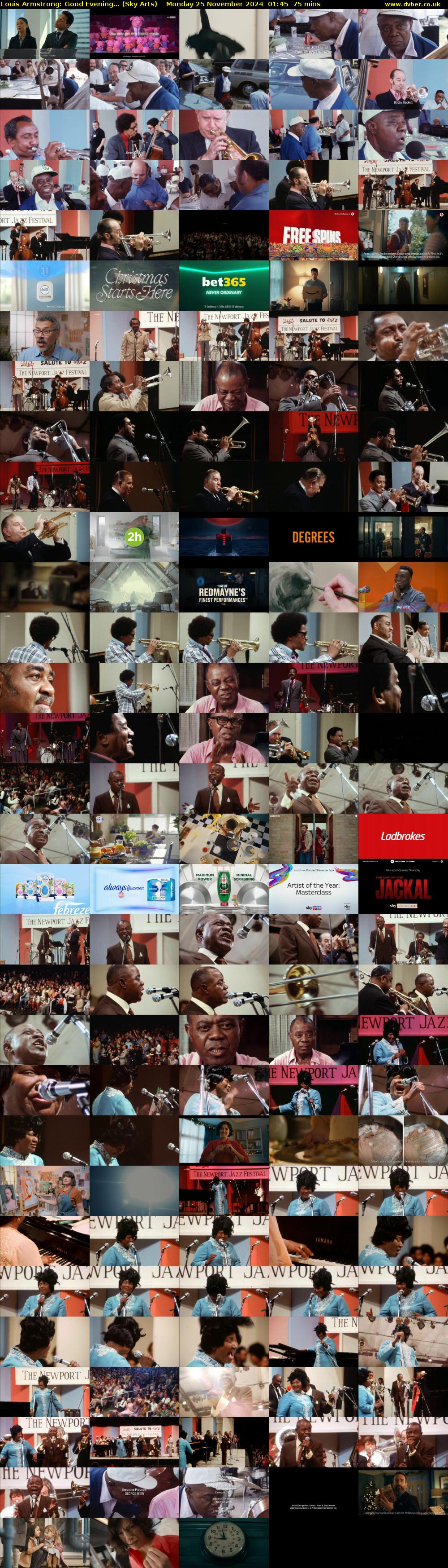 Louis Armstrong: Good Evening... (Sky Arts) Monday 25 November 2024 01:45 - 03:00