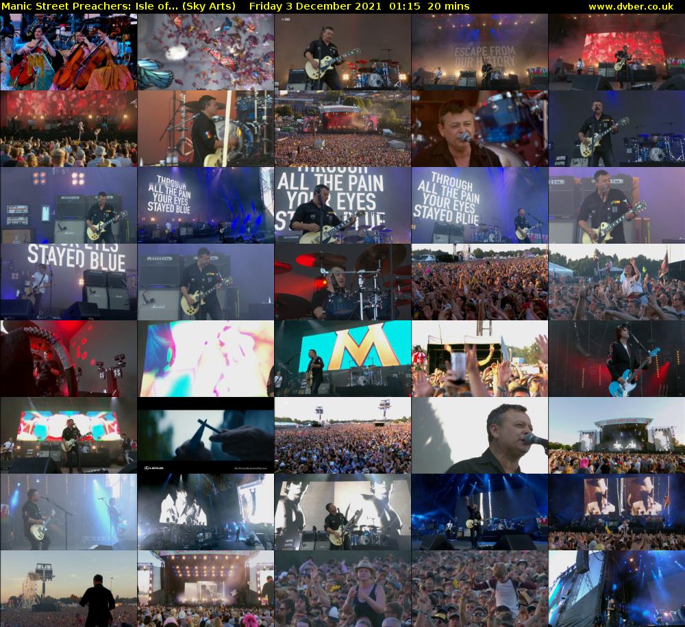 Manic Street Preachers: Isle of... (Sky Arts) Friday 3 December 2021 01:15 - 01:35