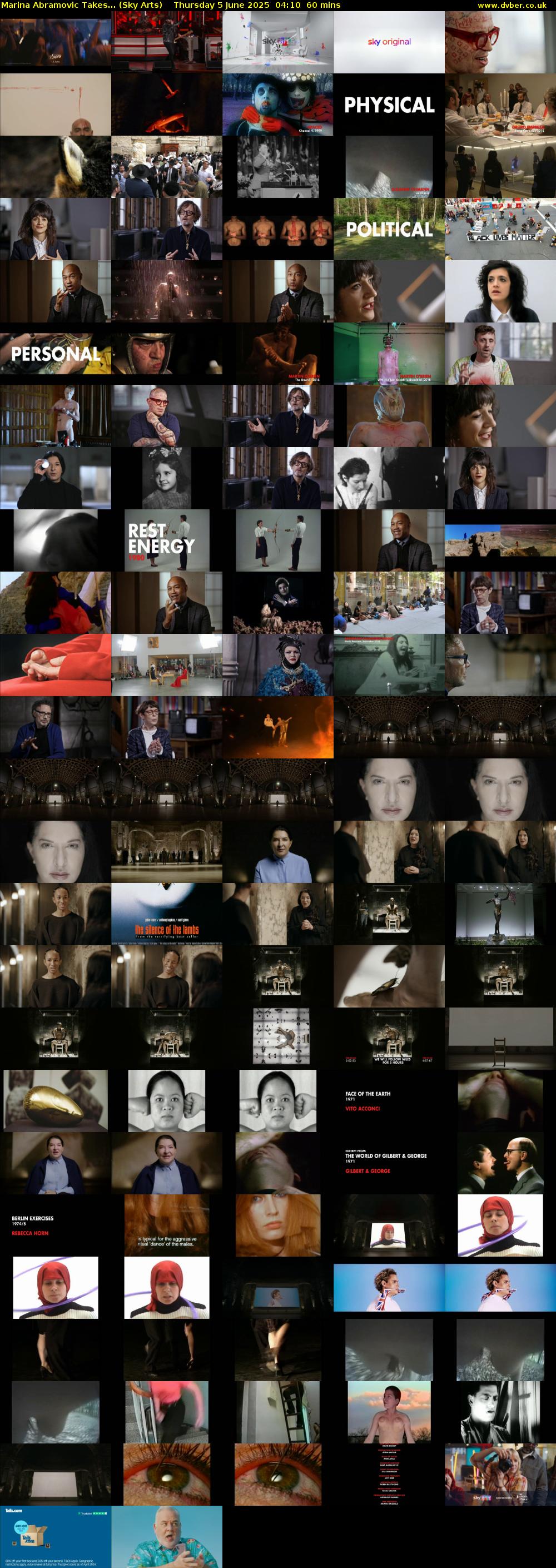 Marina Abramovic Takes... (Sky Arts) Thursday 5 June 2025 04:10 - 05:10