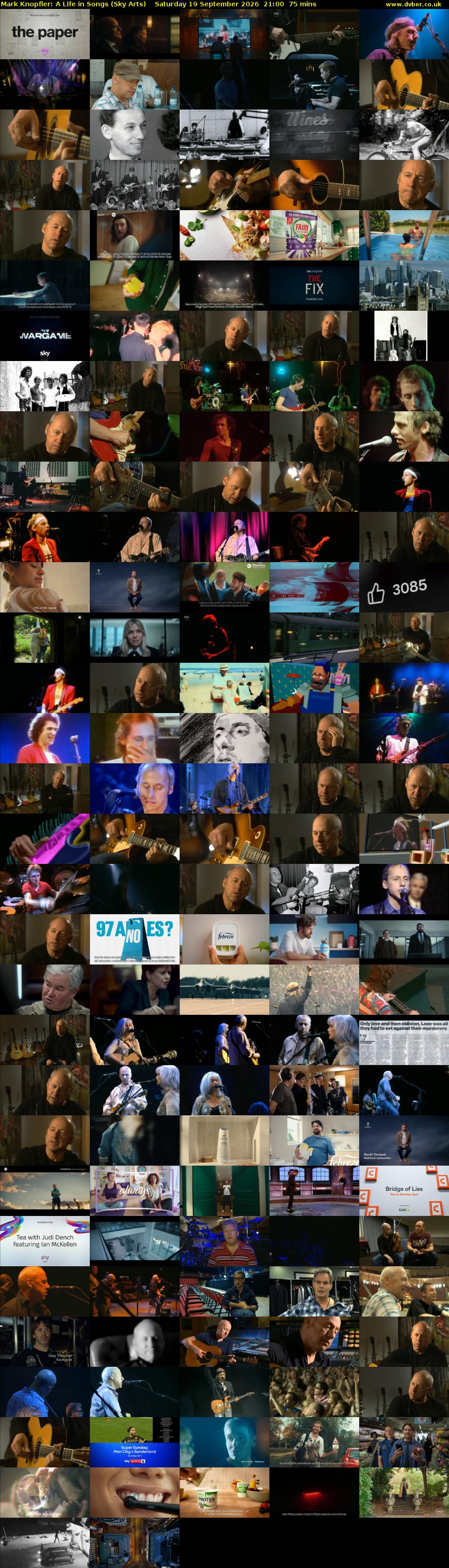 Mark Knopfler: A Life in Songs (Sky Arts) Saturday 19 September 2026 21:00 - 22:15