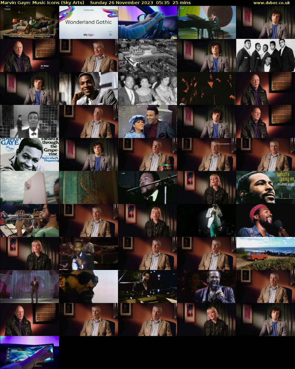 Marvin Gaye: Music Icons (Sky Arts) Sunday 26 November 2023 05:35 - 06:00