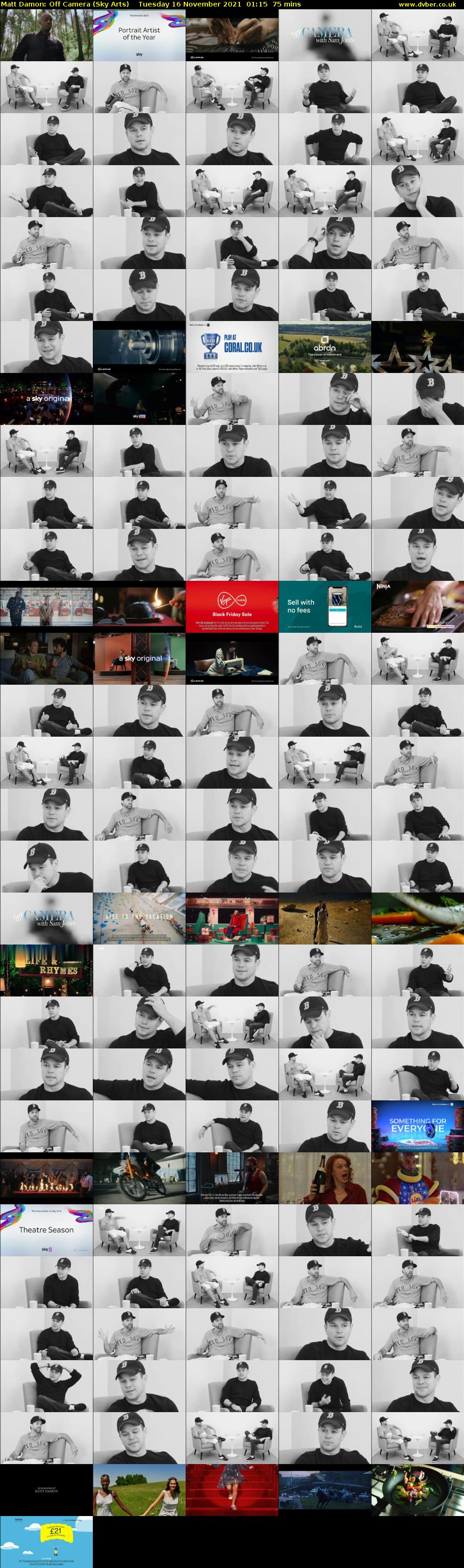 Matt Damon: Off Camera (Sky Arts) Tuesday 16 November 2021 01:15 - 02:30