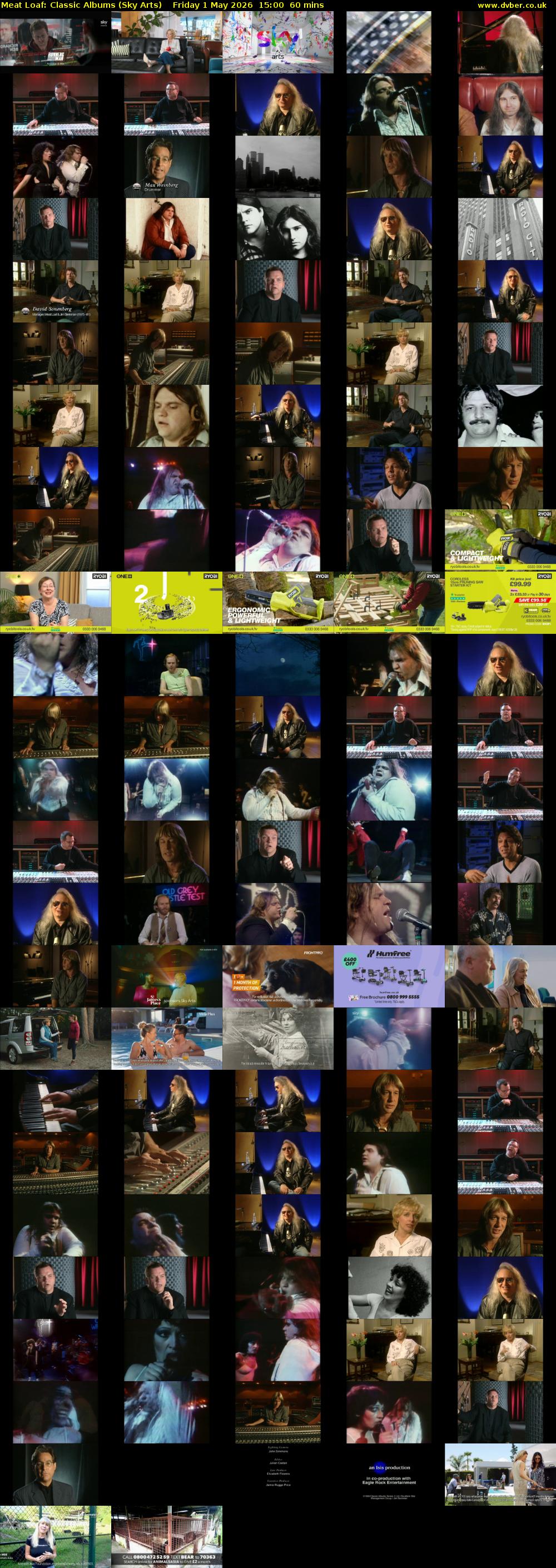 Meat Loaf: Classic Albums (Sky Arts) Friday 1 May 2026 15:00 - 16:00