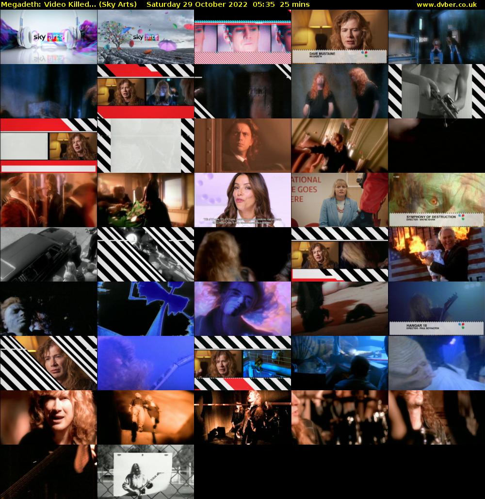Megadeth: Video Killed... (Sky Arts) Saturday 29 October 2022 05:35 - 06:00