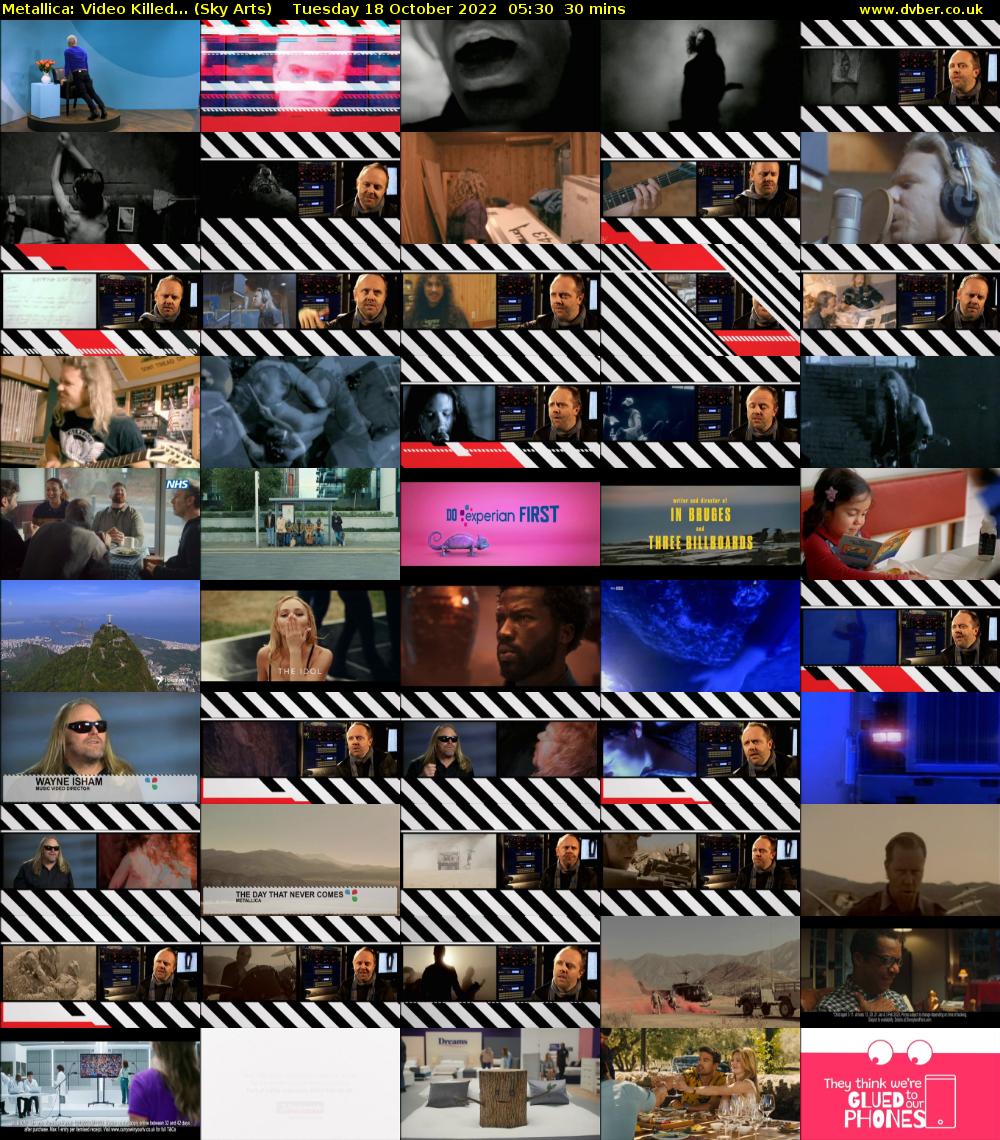 Metallica: Video Killed... (Sky Arts) Tuesday 18 October 2022 05:30 - 06:00