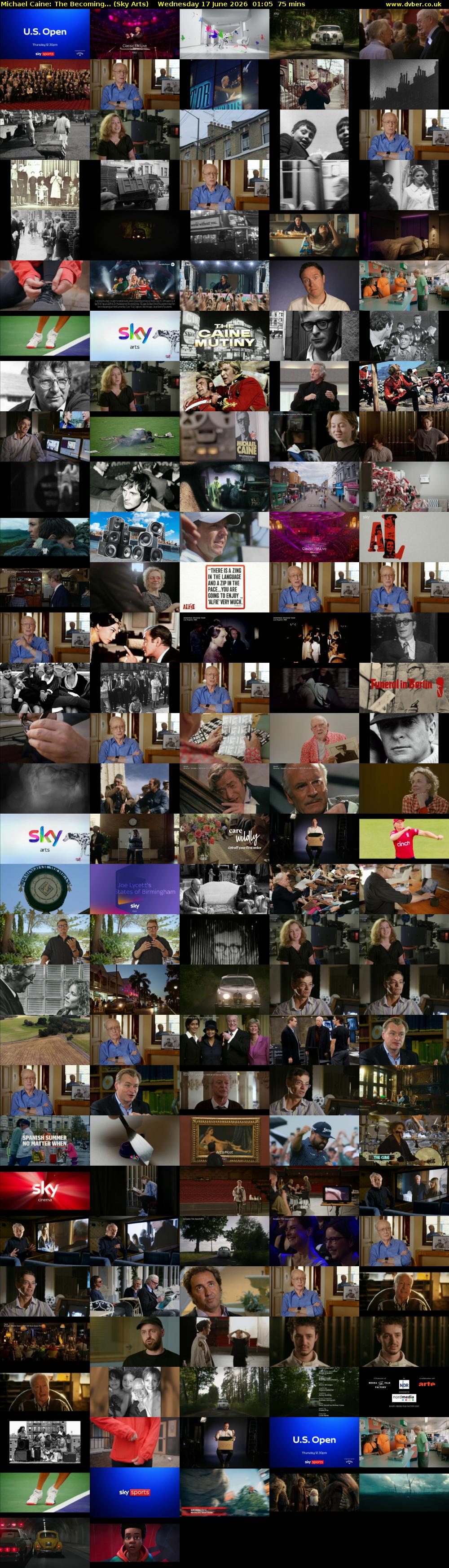 Michael Caine: The Becoming... (Sky Arts) Wednesday 17 June 2026 01:05 - 02:20