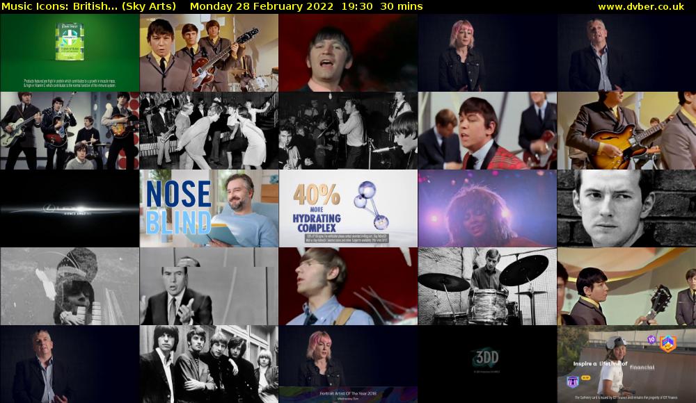 Music Icons: British... (Sky Arts) Monday 28 February 2022 19:30 - 20:00