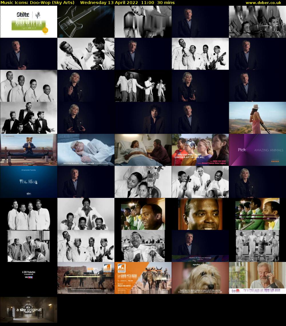Music Icons: Doo-Wop (Sky Arts) Wednesday 13 April 2022 11:00 - 11:30