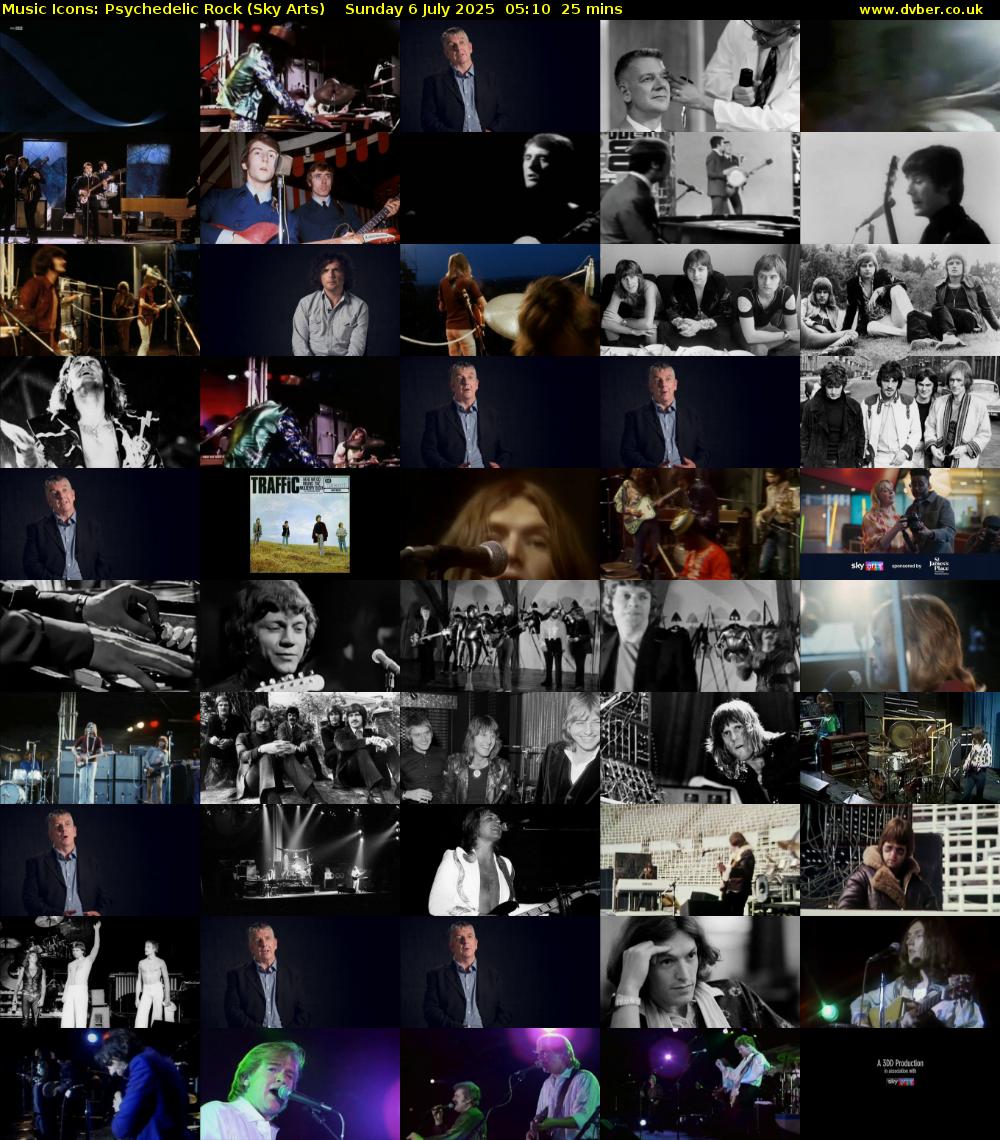 Music Icons: Psychedelic Rock (Sky Arts) Sunday 6 July 2025 05:10 - 05:35