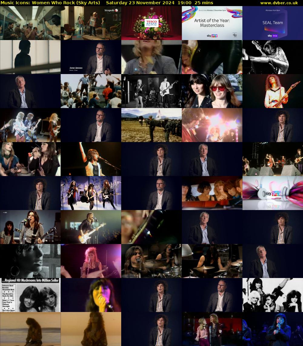Music Icons: Women Who Rock (Sky Arts) Saturday 23 November 2024 19:00 - 19:25