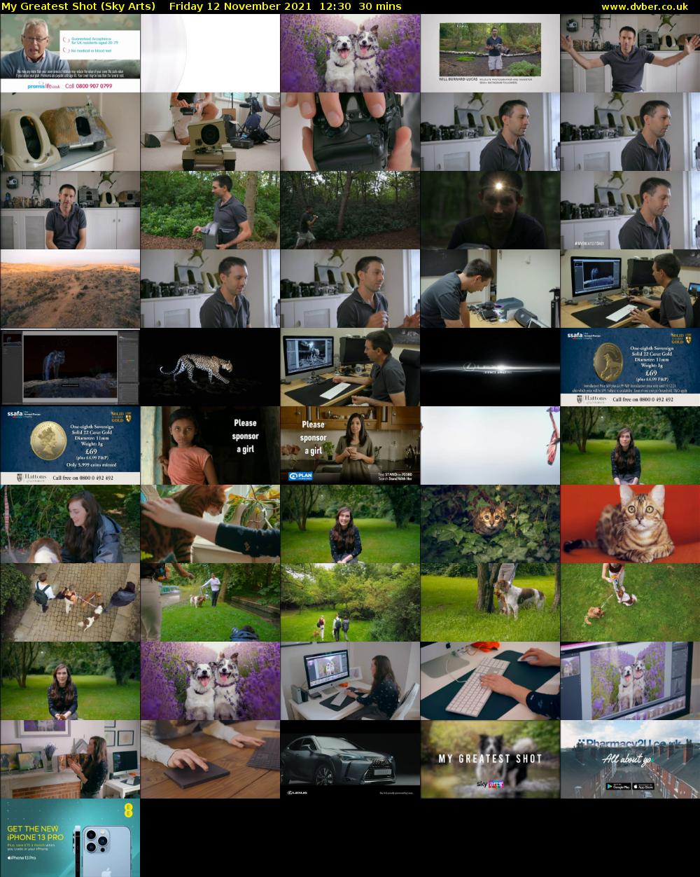 My Greatest Shot (Sky Arts) Friday 12 November 2021 12:30 - 13:00