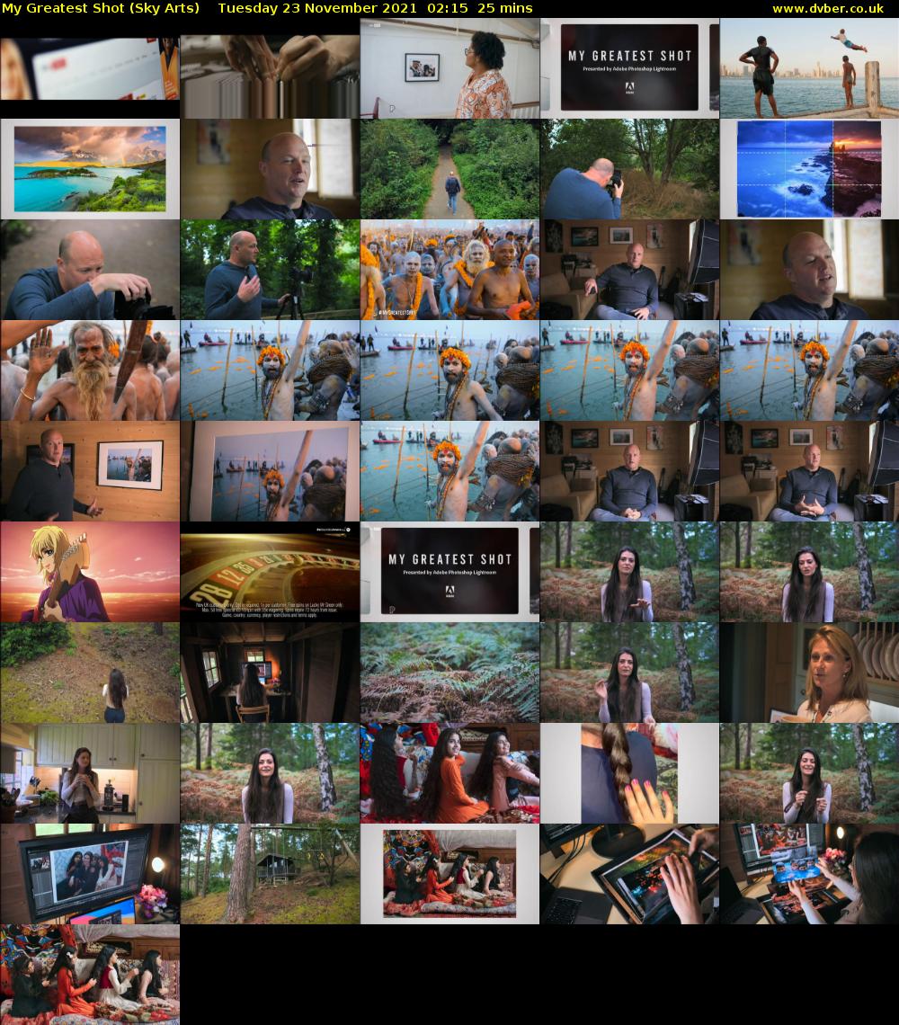 My Greatest Shot (Sky Arts) Tuesday 23 November 2021 02:15 - 02:40