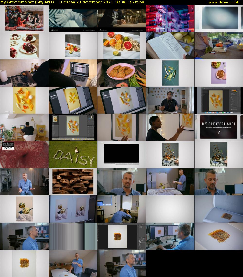 My Greatest Shot (Sky Arts) Tuesday 23 November 2021 02:40 - 03:05