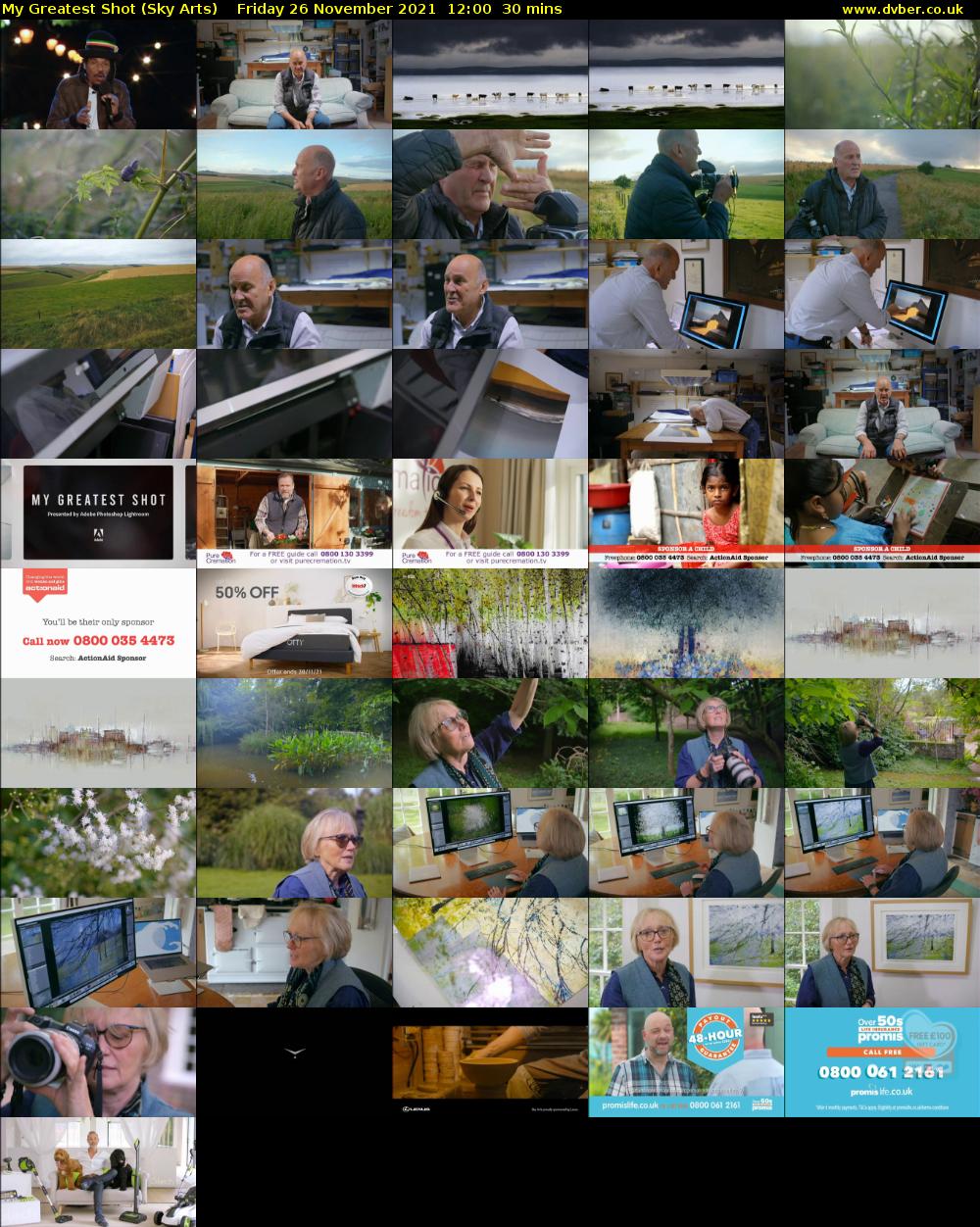 My Greatest Shot (Sky Arts) Friday 26 November 2021 12:00 - 12:30