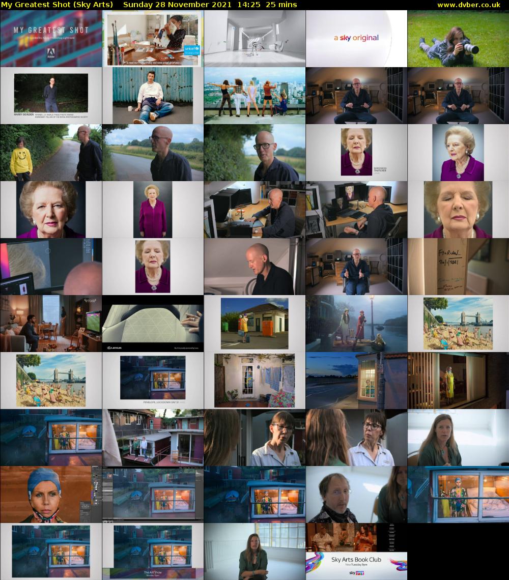 My Greatest Shot (Sky Arts) Sunday 28 November 2021 14:25 - 14:50