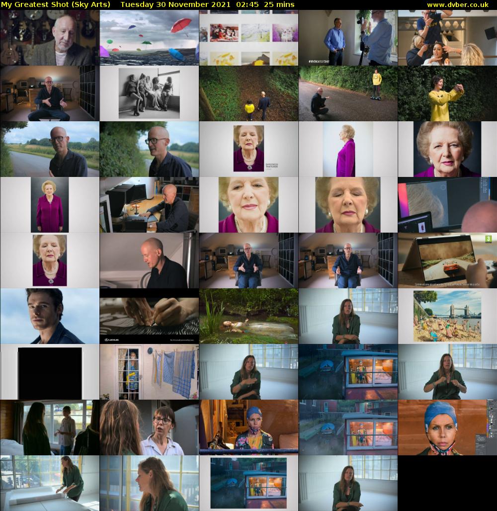 My Greatest Shot (Sky Arts) Tuesday 30 November 2021 02:45 - 03:10