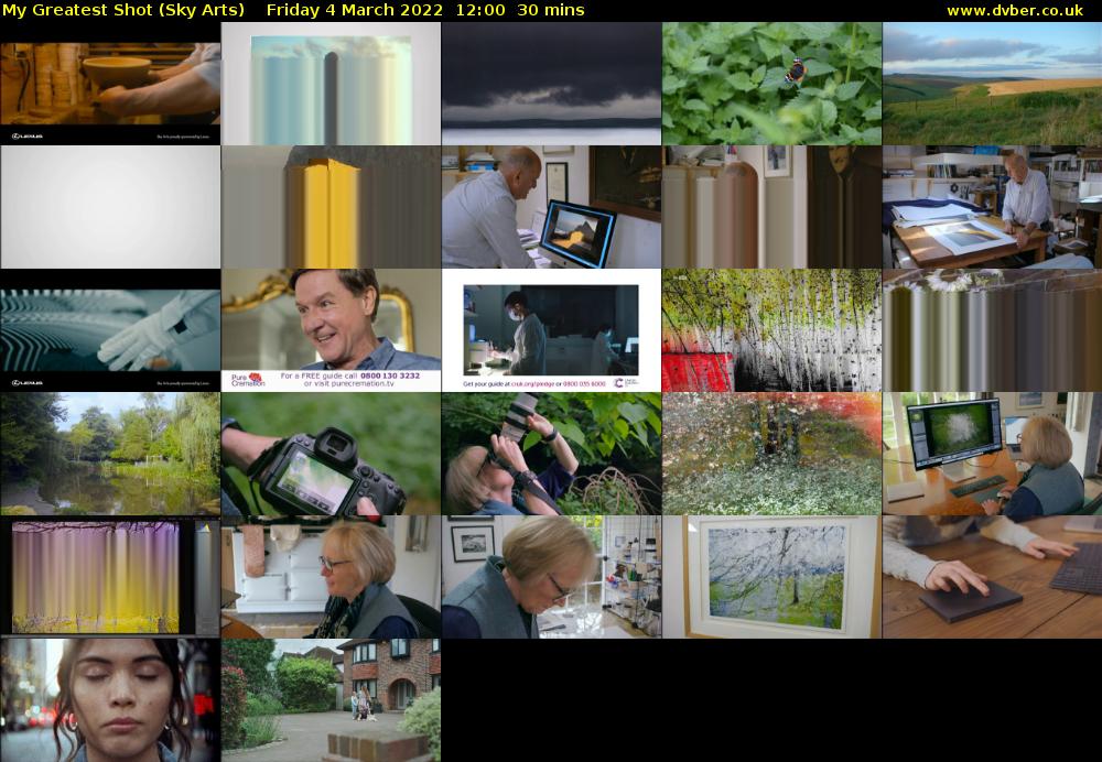 My Greatest Shot (Sky Arts) Friday 4 March 2022 12:00 - 12:30