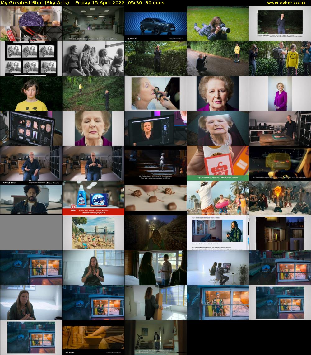 My Greatest Shot (Sky Arts) Friday 15 April 2022 05:30 - 06:00
