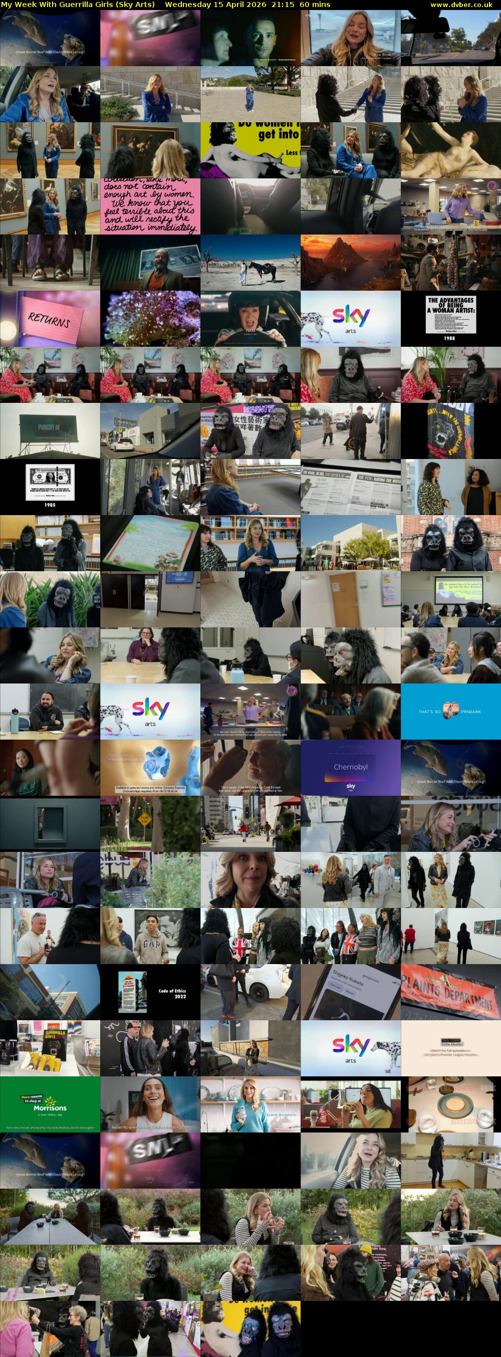 My Week With Guerrilla Girls (Sky Arts) Wednesday 15 April 2026 21:15 - 22:15
