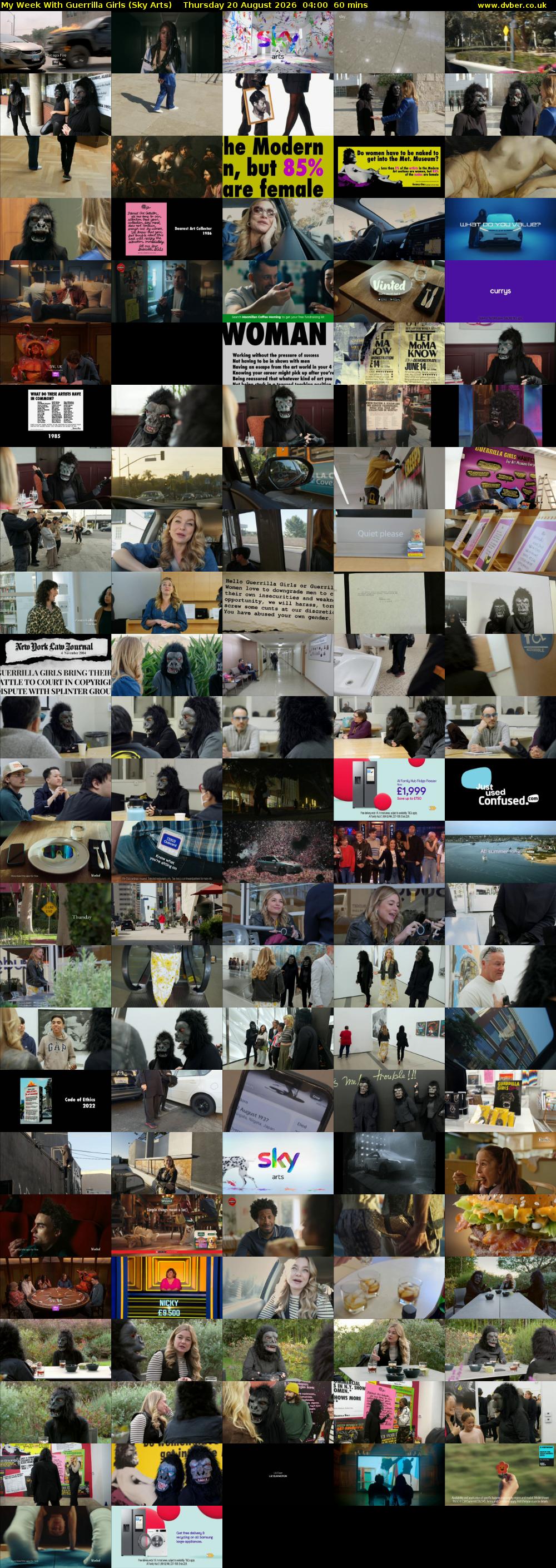 My Week With Guerrilla Girls (Sky Arts) Thursday 20 August 2026 04:00 - 05:00
