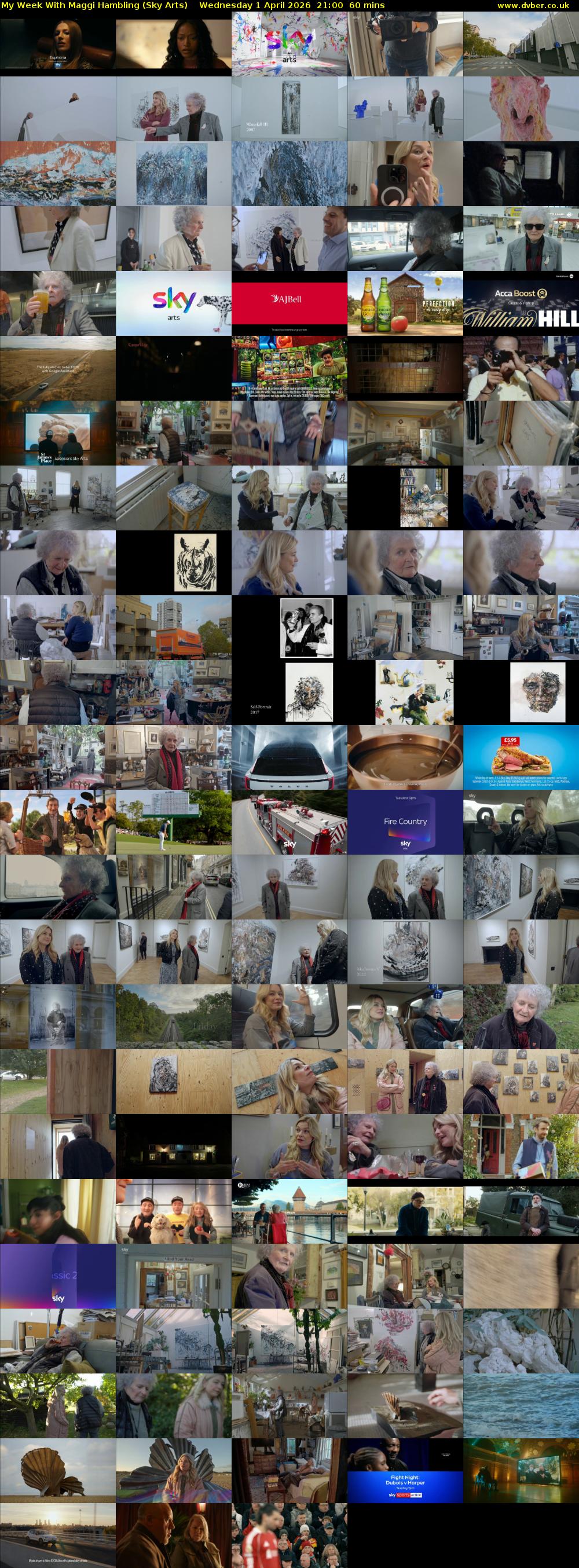 My Week With Maggi Hambling (Sky Arts) Wednesday 1 April 2026 21:00 - 22:00