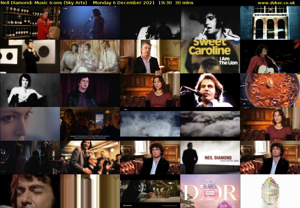 Neil Diamond: Music Icons (Sky Arts) Monday 6 December 2021 19:30 - 20:00