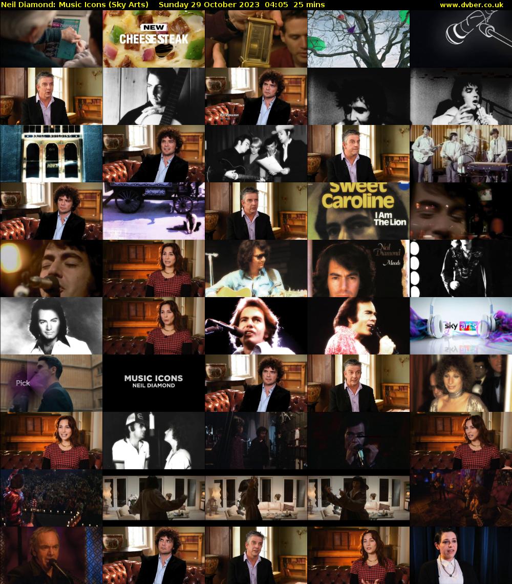 Neil Diamond: Music Icons (Sky Arts) Sunday 29 October 2023 04:05 - 04:30