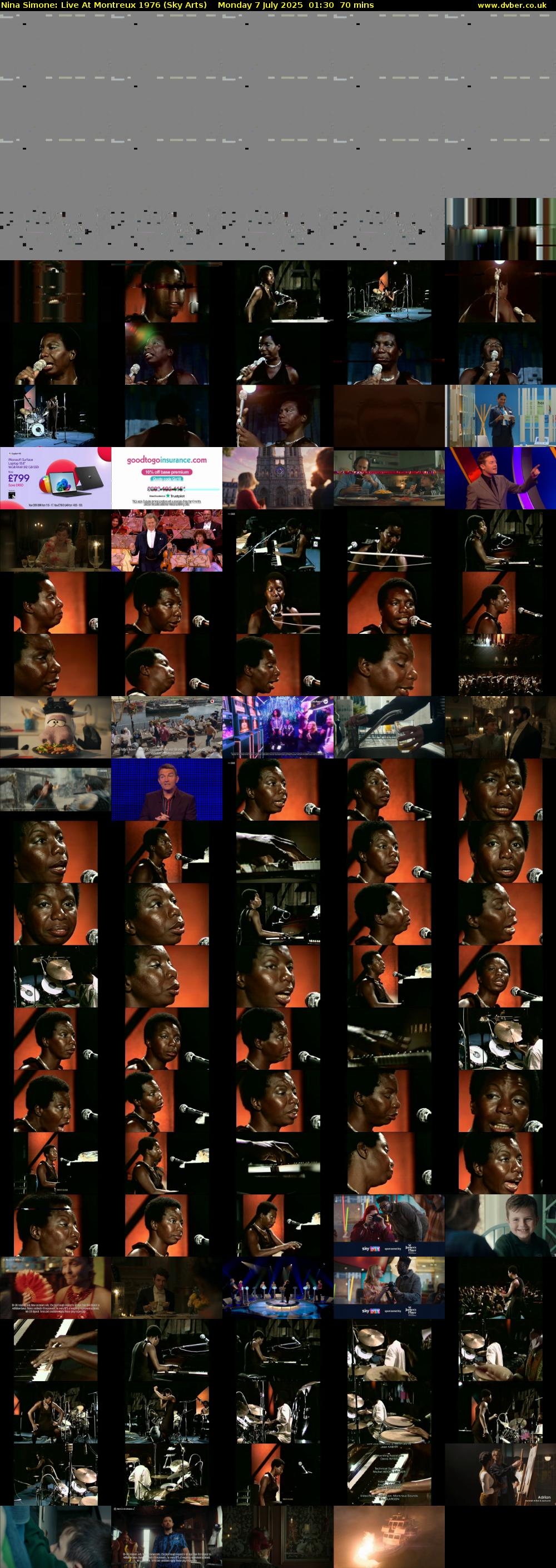Nina Simone: Live At Montreux 1976 (Sky Arts) Monday 7 July 2025 01:30 - 02:40