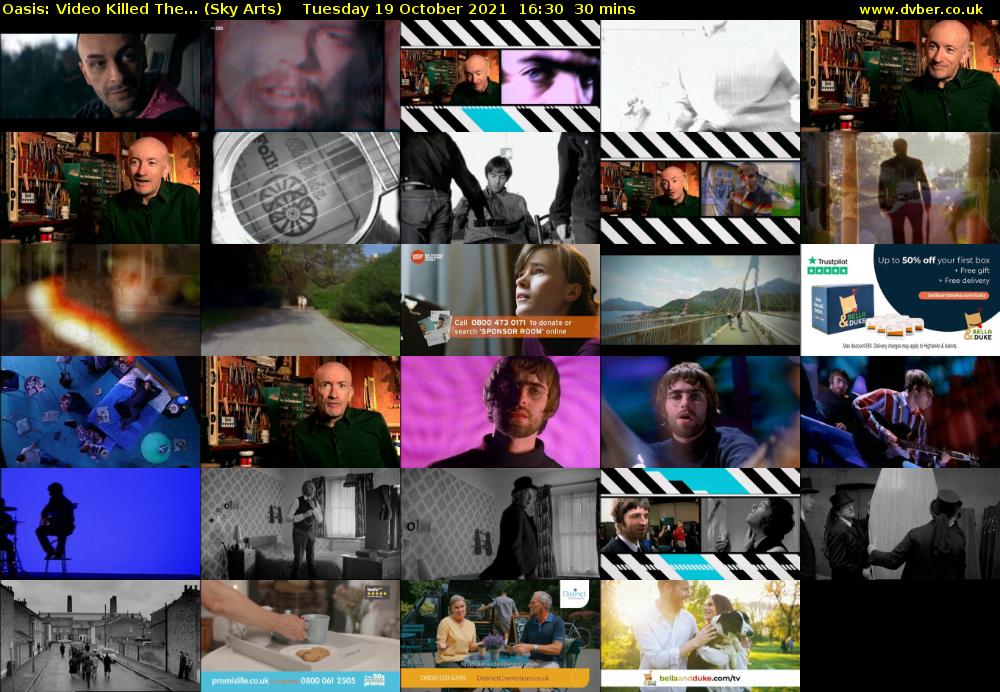 Oasis: Video Killed The... (Sky Arts) Tuesday 19 October 2021 16:30 - 17:00